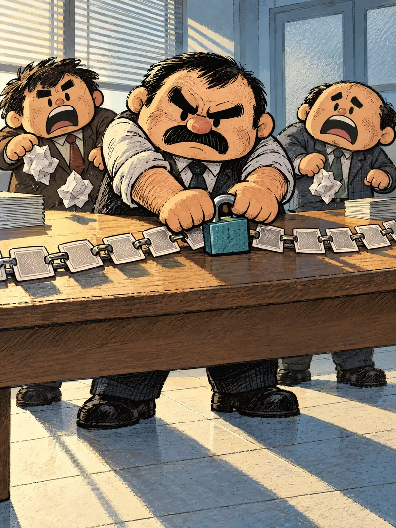 لاعيبة متضايقين قدام موظف